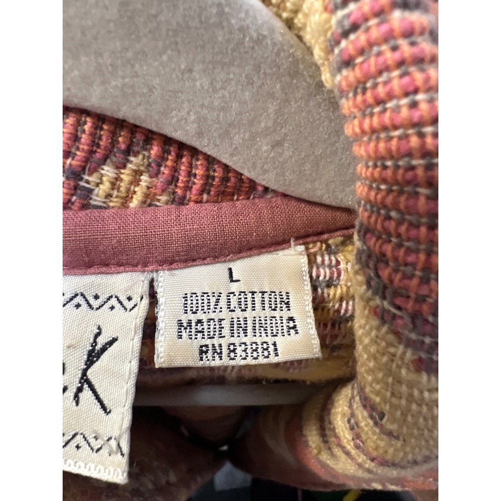 Flashback Vintage Southwestern Tapestry Jacket Cropped Woven Cotton Orange L - Picture 8 of 12